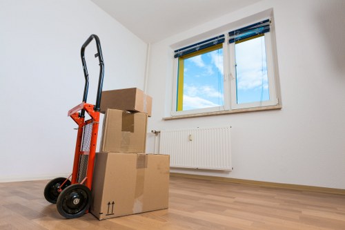 Loading boxes and household items into a van