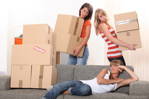 Highbury home removal scene with boxes and protective wrapping